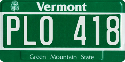 VT license plate PLO418