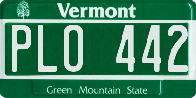 VT license plate PLO442