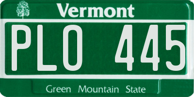 VT license plate PLO445