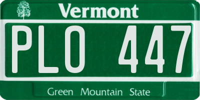 VT license plate PLO447