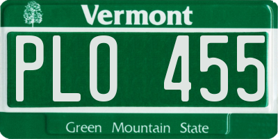 VT license plate PLO455