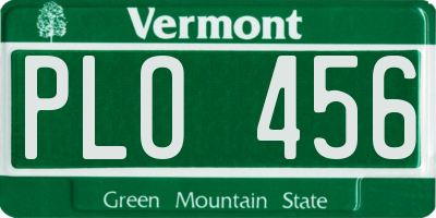 VT license plate PLO456