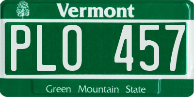 VT license plate PLO457