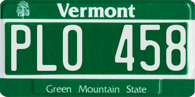 VT license plate PLO458