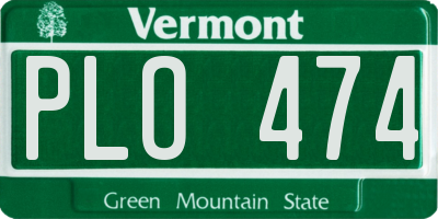 VT license plate PLO474