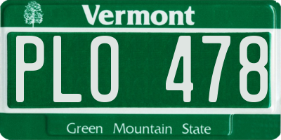 VT license plate PLO478
