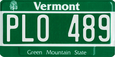 VT license plate PLO489
