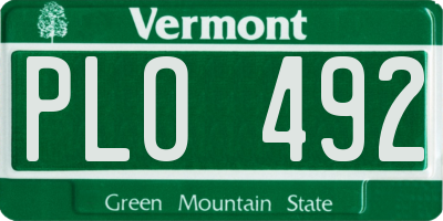 VT license plate PLO492