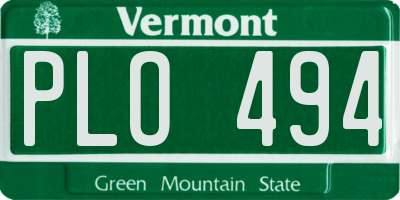 VT license plate PLO494