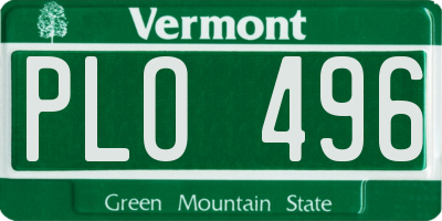 VT license plate PLO496