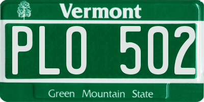 VT license plate PLO502
