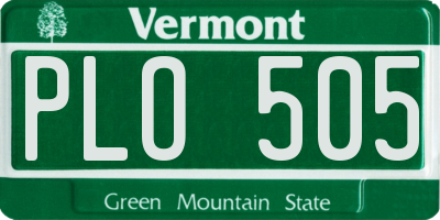 VT license plate PLO505