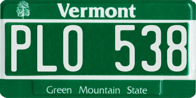 VT license plate PLO538