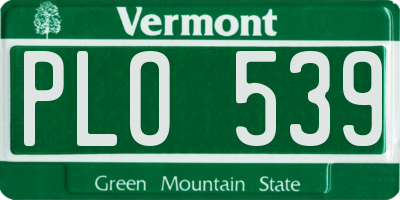 VT license plate PLO539