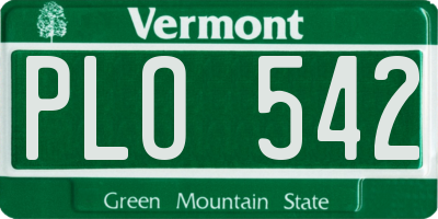 VT license plate PLO542
