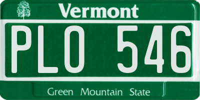 VT license plate PLO546