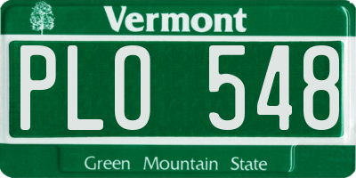 VT license plate PLO548