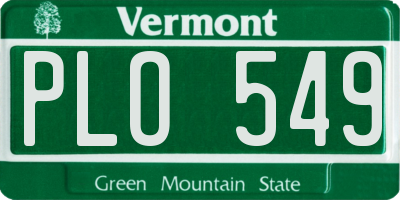 VT license plate PLO549