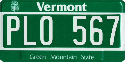 VT license plate PLO567