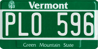VT license plate PLO596