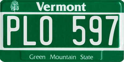 VT license plate PLO597