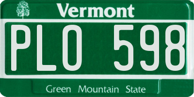 VT license plate PLO598