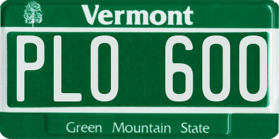 VT license plate PLO600