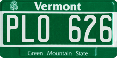 VT license plate PLO626