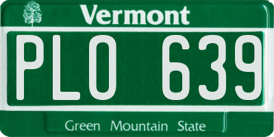 VT license plate PLO639