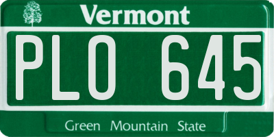 VT license plate PLO645