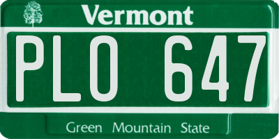 VT license plate PLO647
