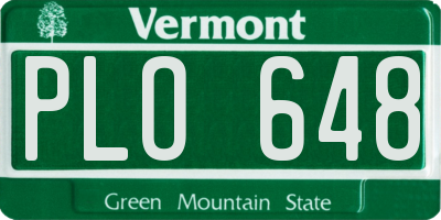 VT license plate PLO648