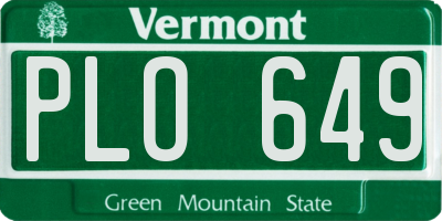 VT license plate PLO649