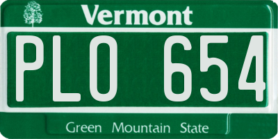 VT license plate PLO654