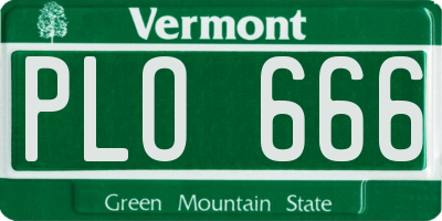 VT license plate PLO666