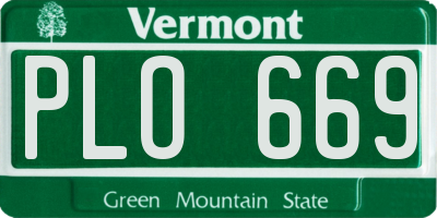 VT license plate PLO669