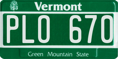 VT license plate PLO670