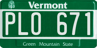VT license plate PLO671