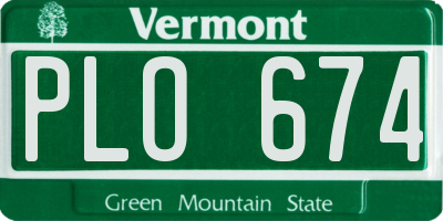 VT license plate PLO674