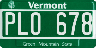VT license plate PLO678
