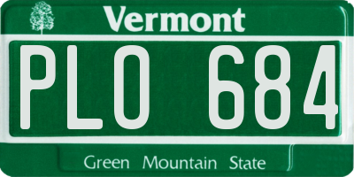 VT license plate PLO684
