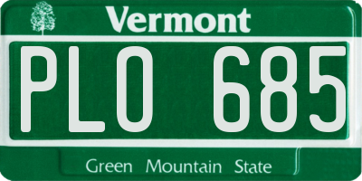 VT license plate PLO685