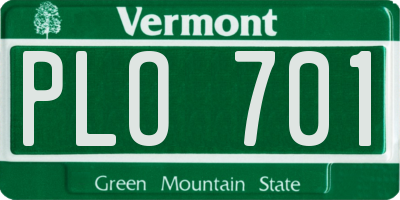 VT license plate PLO701