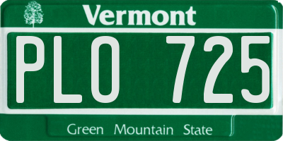 VT license plate PLO725