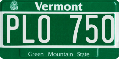 VT license plate PLO750
