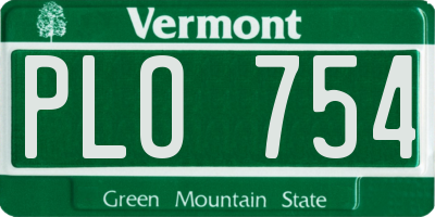 VT license plate PLO754