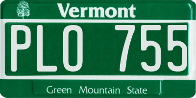 VT license plate PLO755