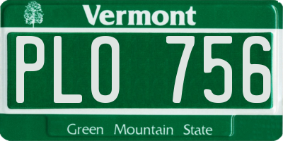 VT license plate PLO756