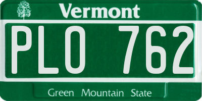 VT license plate PLO762