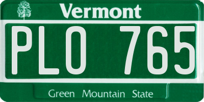 VT license plate PLO765